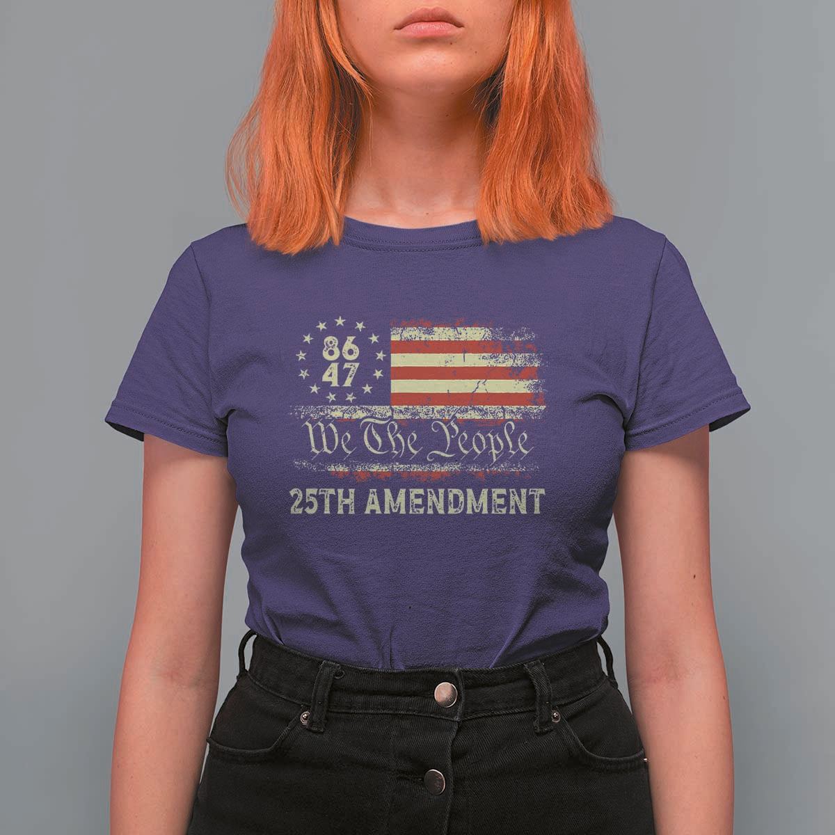 8647 Resist 25th Amendment T Shirt For Women Vintage American Flag