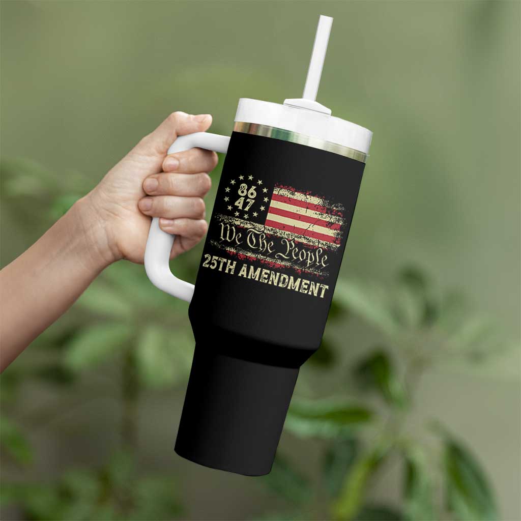 8647 Resist 25th Amendment Tumbler With Handle Vintage American Flag