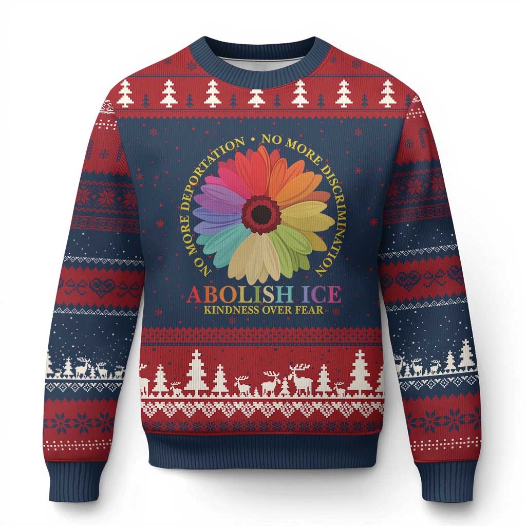 Abolish Ice Ugly Christmas Sweater No More Deportation No More Discrimmination Kindness Over Fear