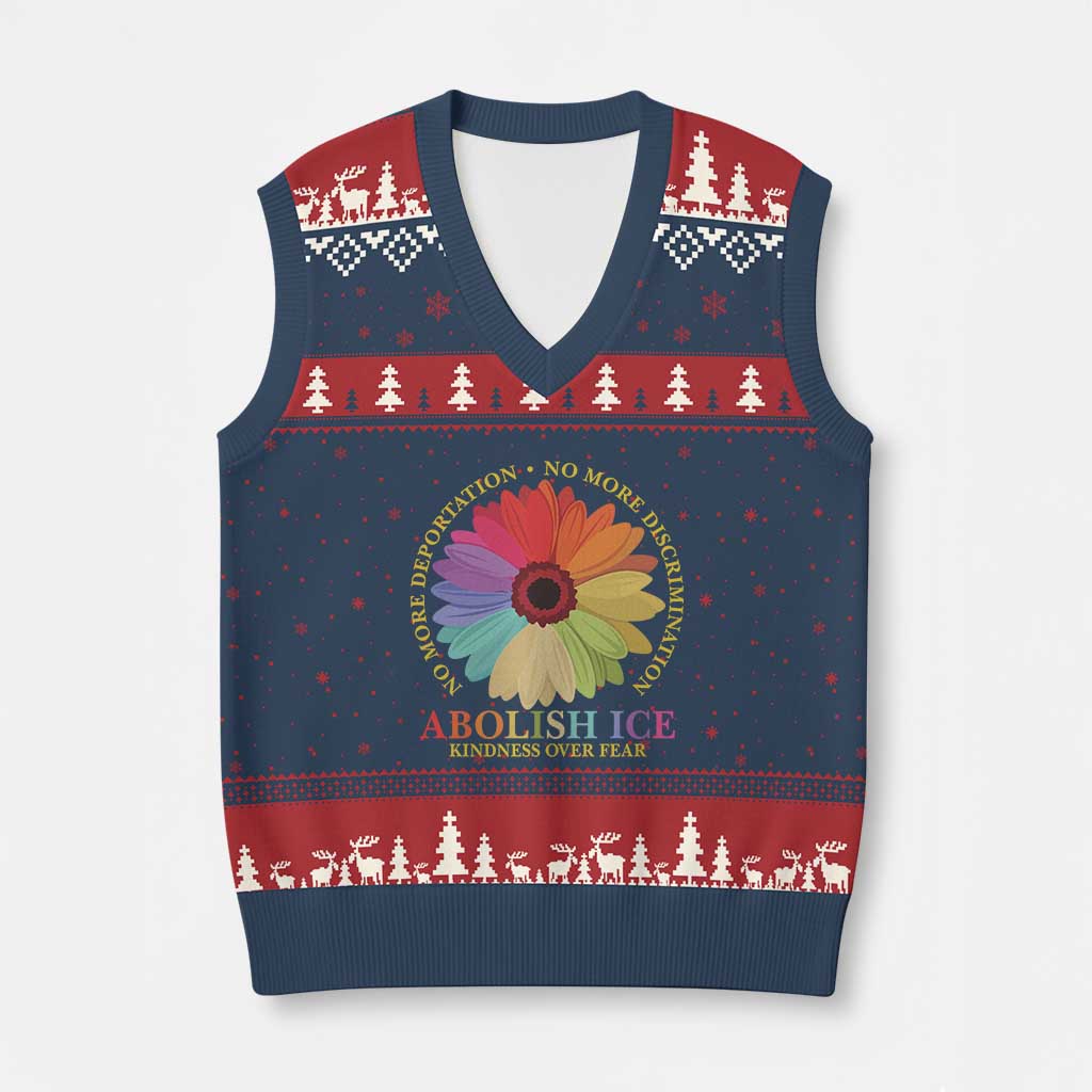 Abolish Ice V-Neck Knit Sweater Vest No More Deportation No More Discrimmination Kindness Over Fear