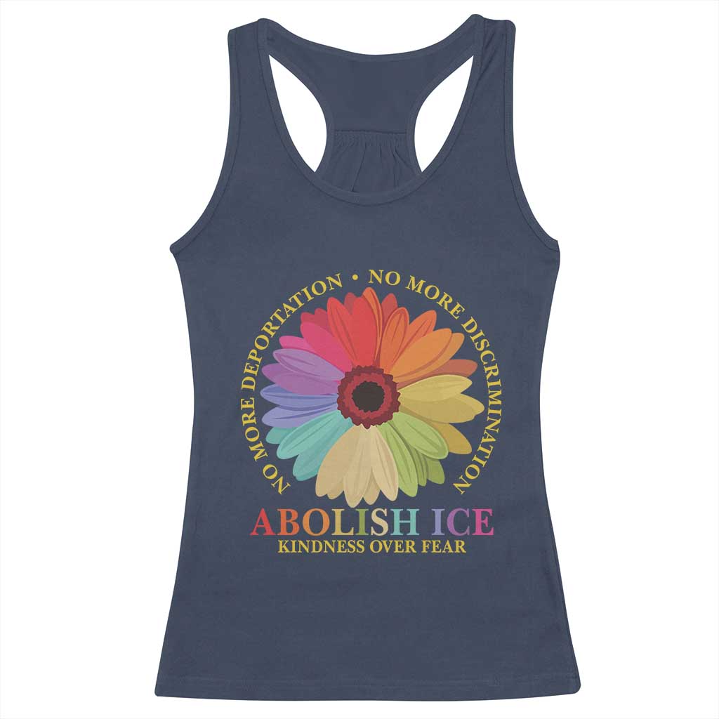 Abolish Ice Racerback Tank Top No More Deportation No More Discrimmination Kindness Over Fear