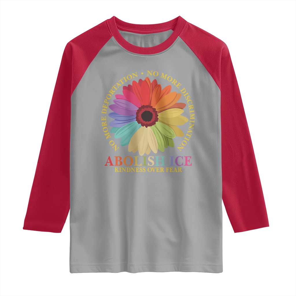 Abolish Ice Raglan Shirt No More Deportation No More Discrimmination Kindness Over Fear