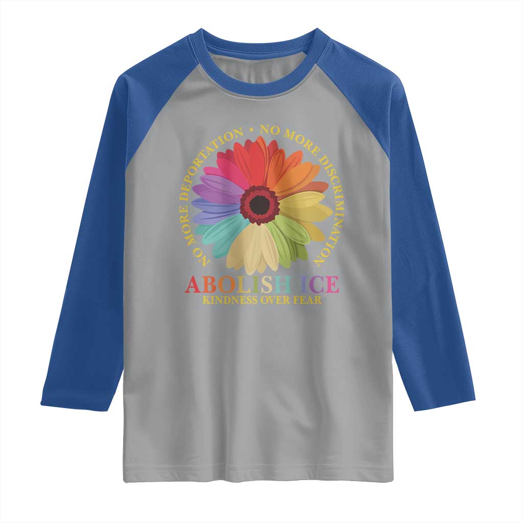 Abolish Ice Raglan Shirt No More Deportation No More Discrimmination Kindness Over Fear