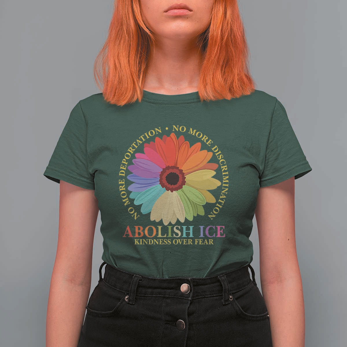 Abolish Ice T Shirt For Women No More Deportation No More Discrimmination Kindness Over Fear