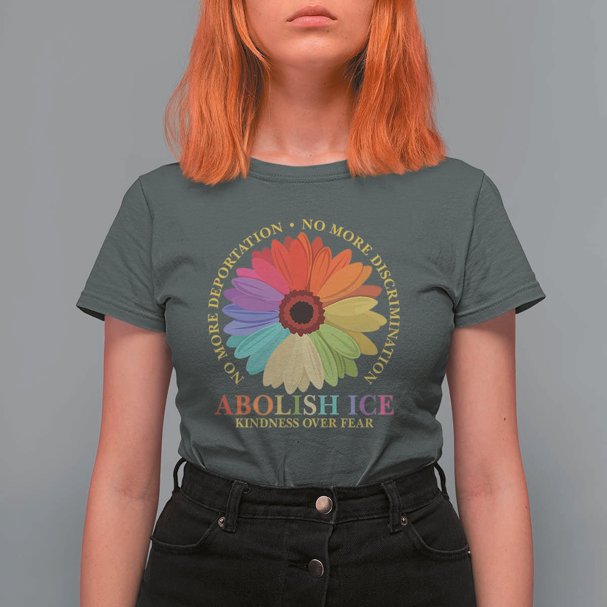 Abolish Ice T Shirt For Women No More Deportation No More Discrimmination Kindness Over Fear