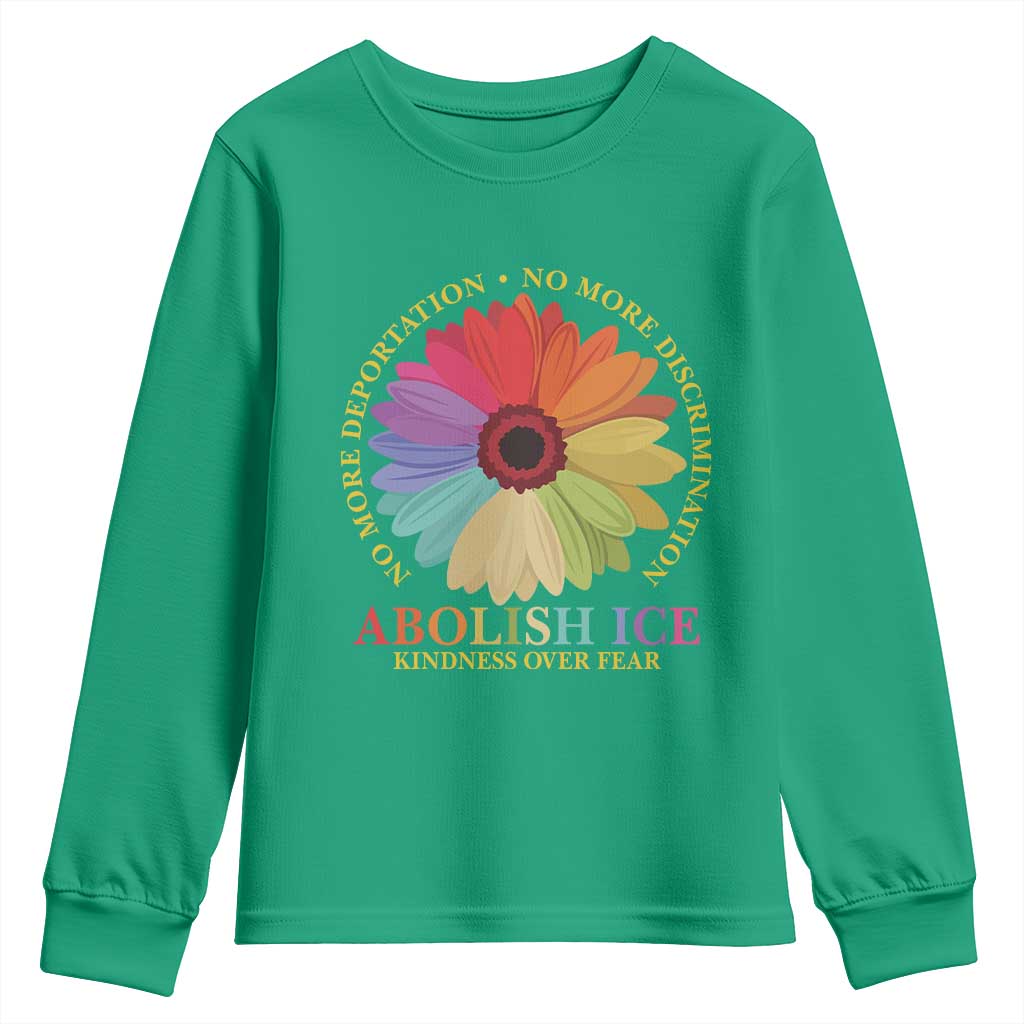 Abolish Ice Youth Sweatshirt No More Deportation No More Discrimmination Kindness Over Fear
