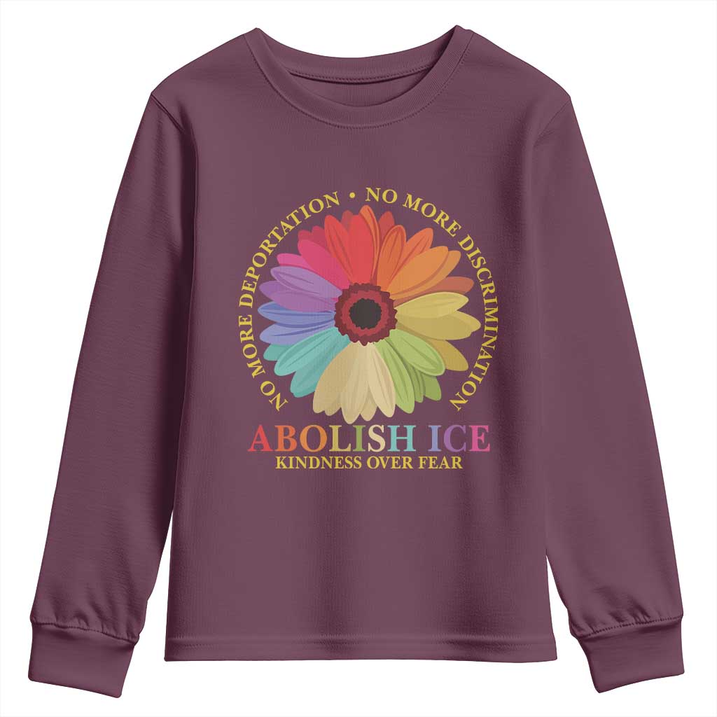 Abolish Ice Youth Sweatshirt No More Deportation No More Discrimmination Kindness Over Fear