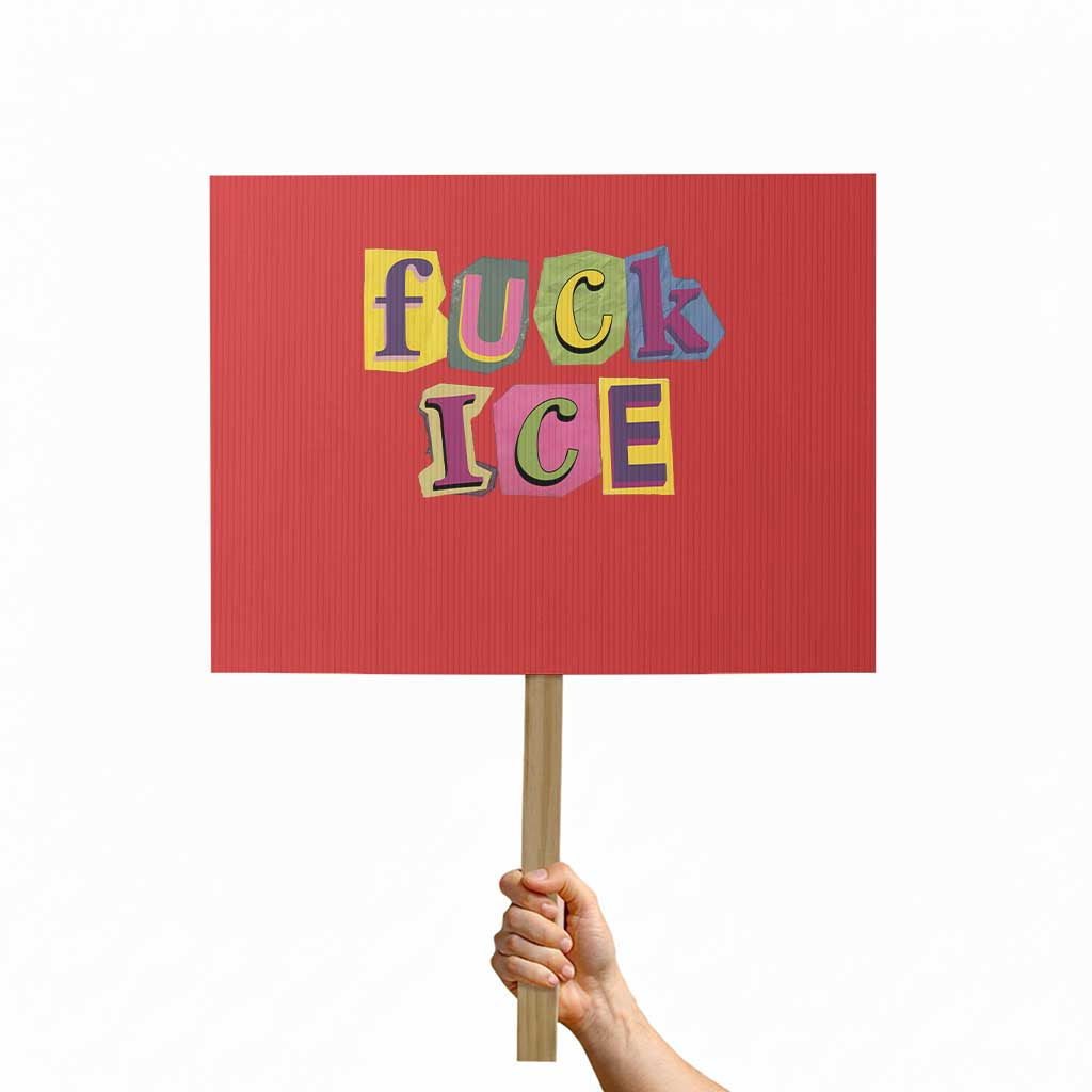 Fck Ice Protest Sign Immigration Activist Magazine Cutout Paper Graphic