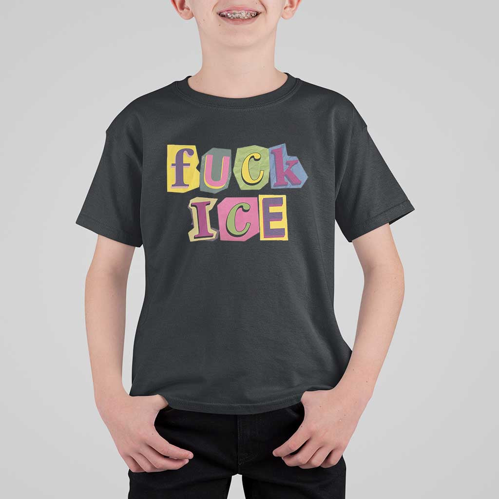 Fck Ice T Shirt For Kid Immigration Activist Magazine Cutout Paper Graphic