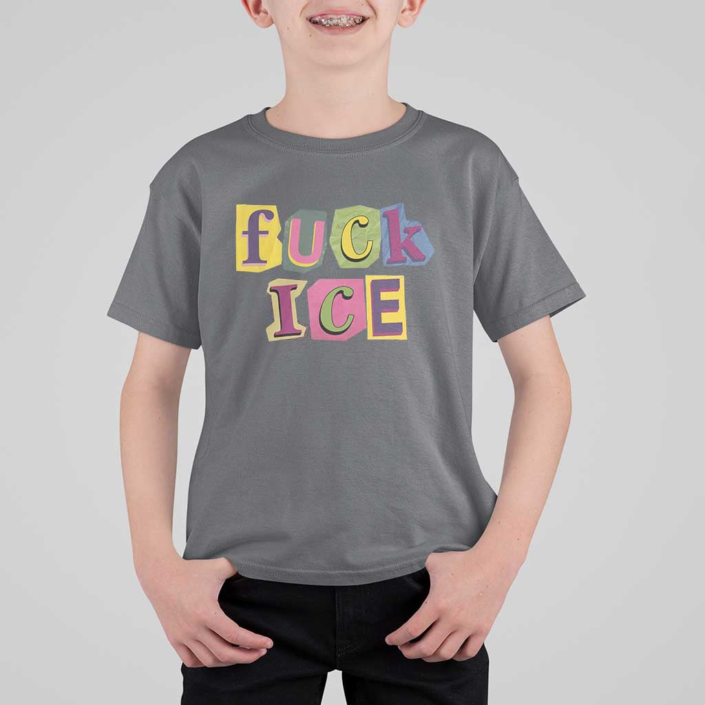 Fck Ice T Shirt For Kid Immigration Activist Magazine Cutout Paper Graphic