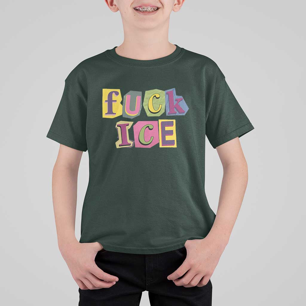 Fck Ice T Shirt For Kid Immigration Activist Magazine Cutout Paper Graphic