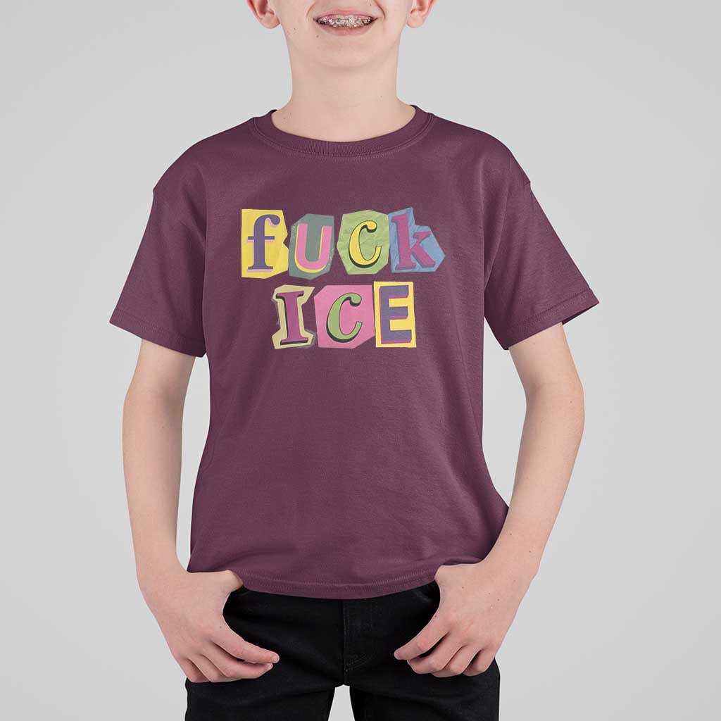 Fck Ice T Shirt For Kid Immigration Activist Magazine Cutout Paper Graphic