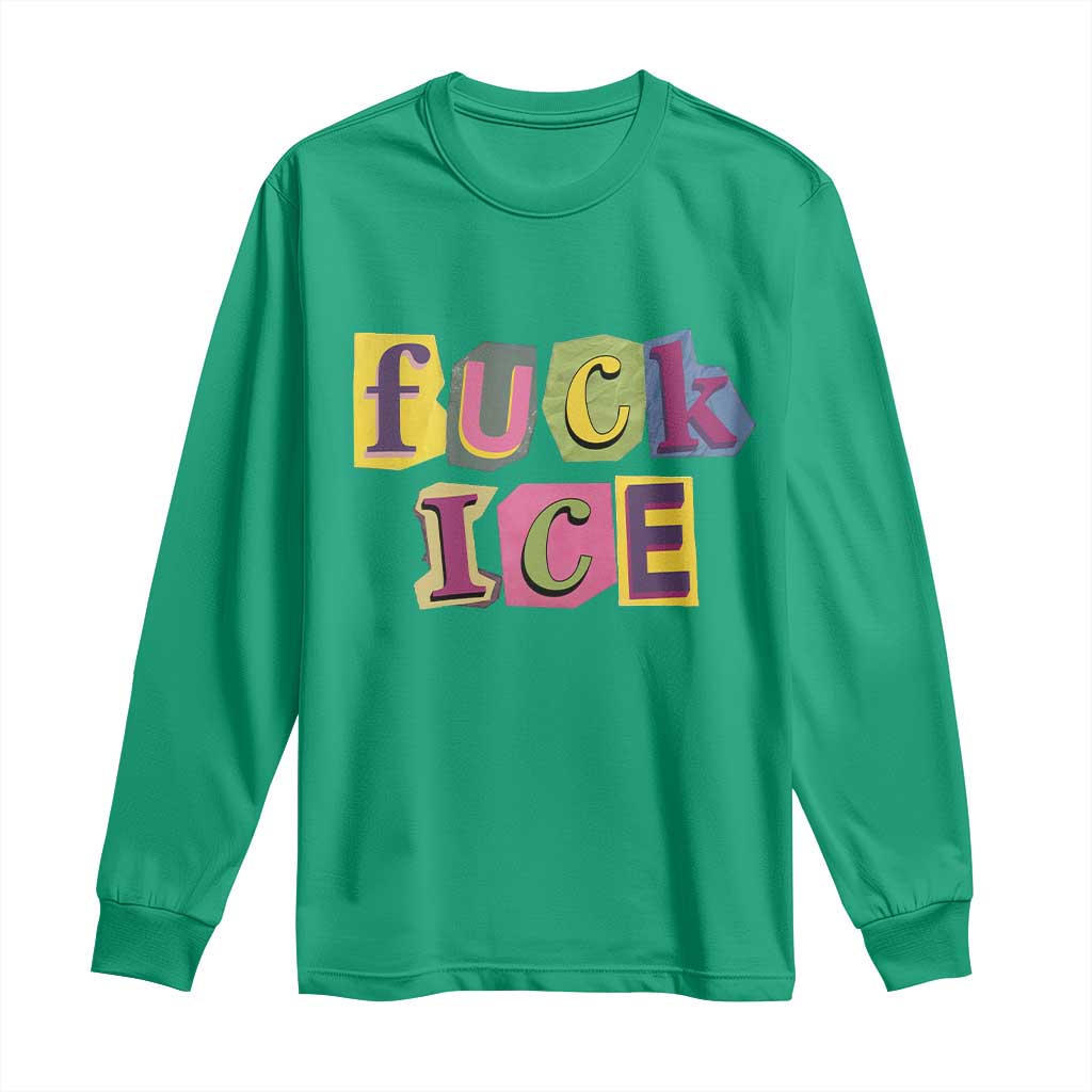 Fck Ice Long Sleeve Shirt Immigration Activist Magazine Cutout Paper Graphic