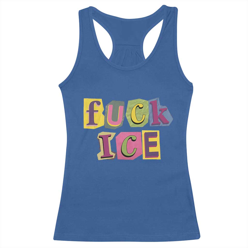 Fck Ice Racerback Tank Top Immigration Activist Magazine Cutout Paper Graphic