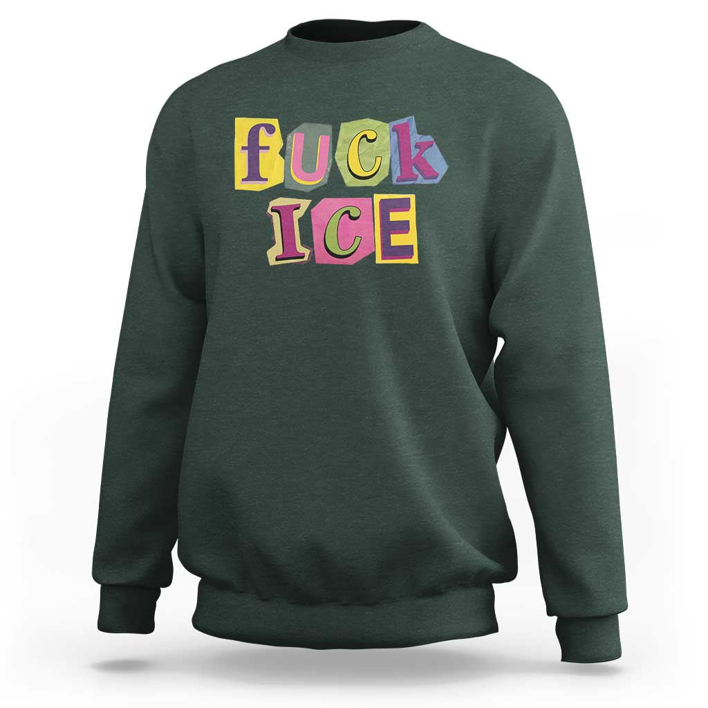 Fck Ice Sweatshirt Immigration Activist Magazine Cutout Paper Graphic