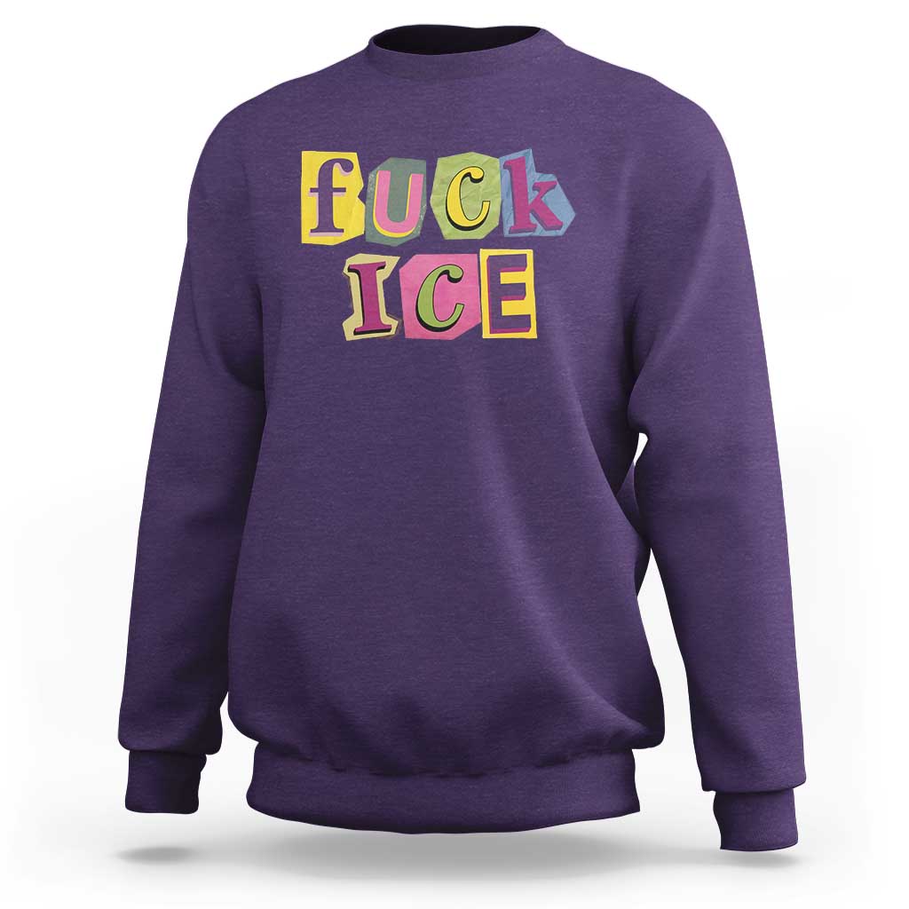 Fck Ice Sweatshirt Immigration Activist Magazine Cutout Paper Graphic