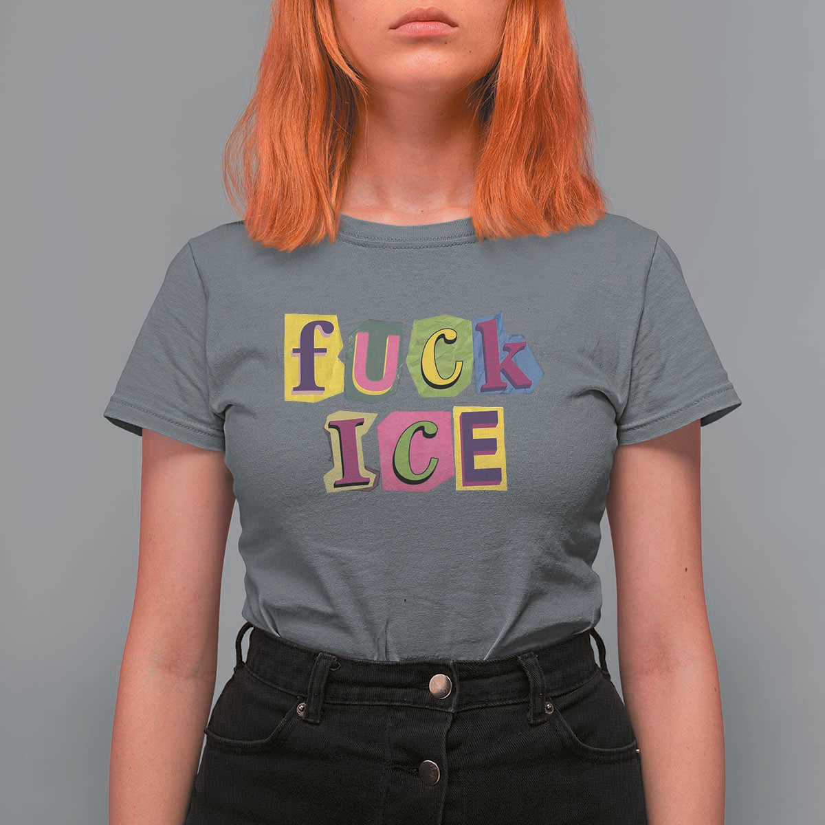 Fck Ice T Shirt For Women Immigration Activist Magazine Cutout Paper Graphic