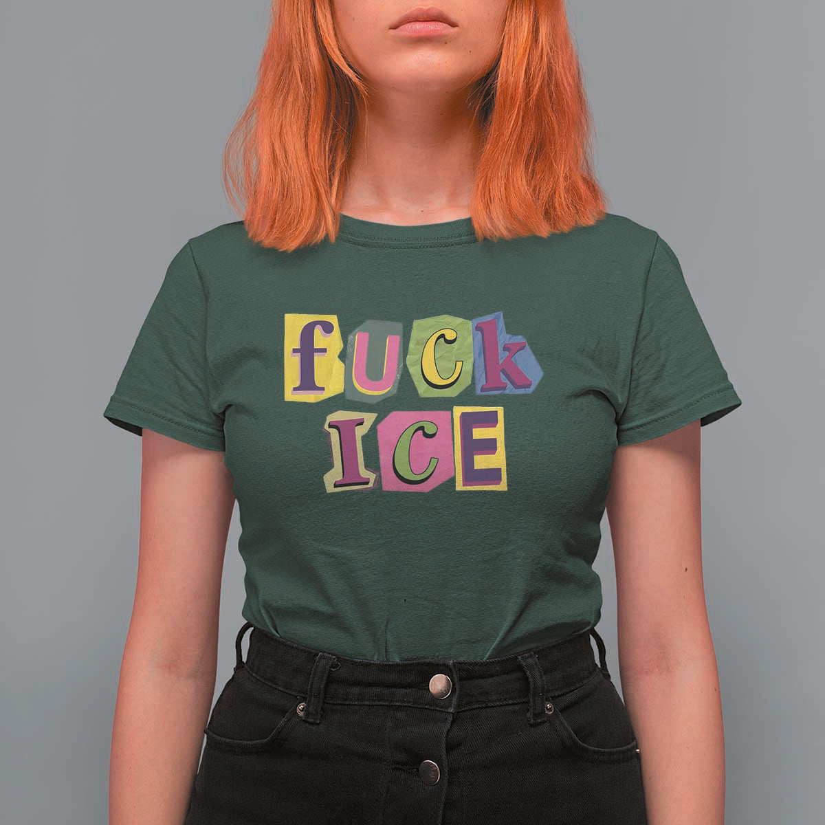 Fck Ice T Shirt For Women Immigration Activist Magazine Cutout Paper Graphic
