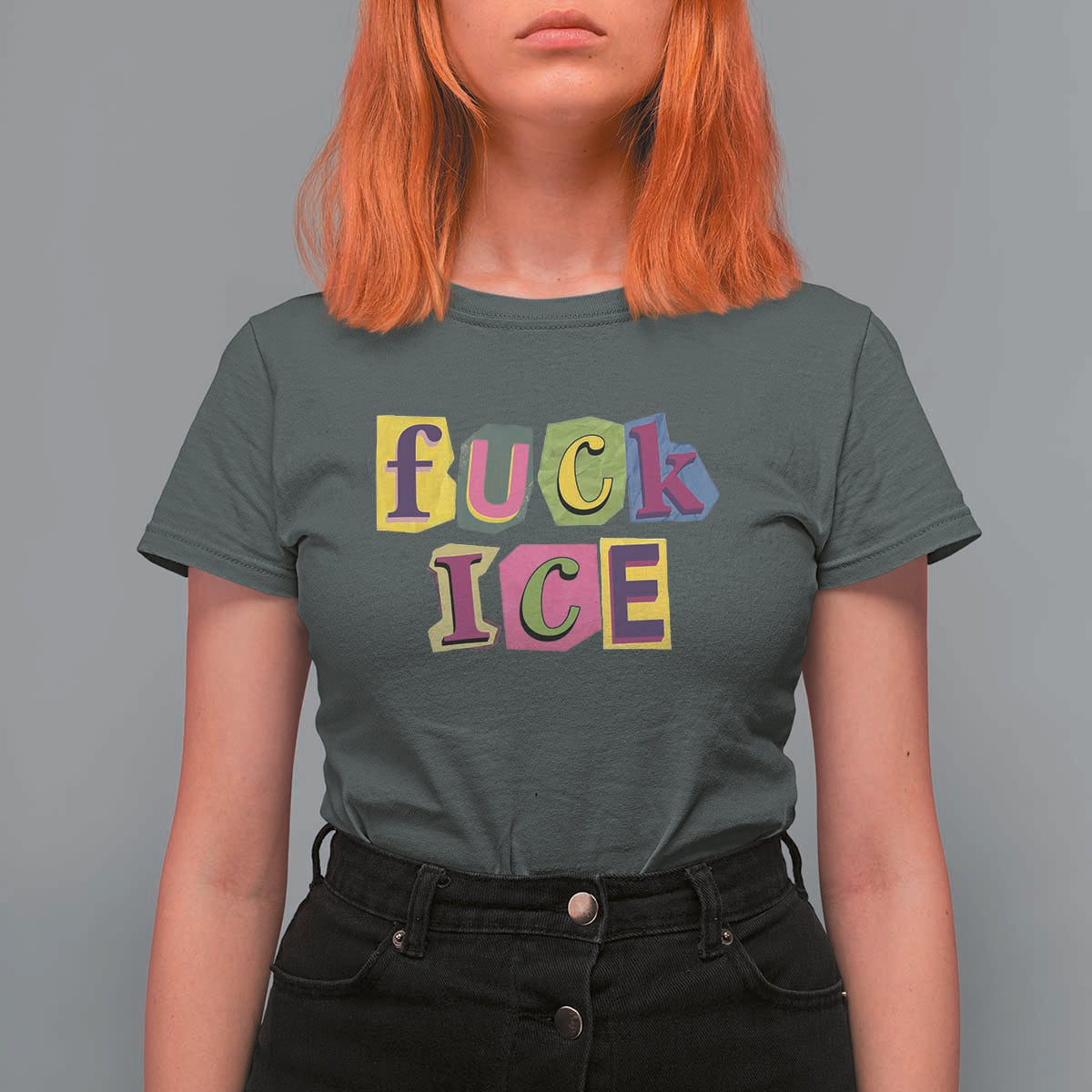 Fck Ice T Shirt For Women Immigration Activist Magazine Cutout Paper Graphic