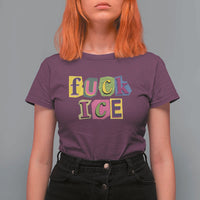 Fck Ice T Shirt For Women Immigration Activist Magazine Cutout Paper Graphic