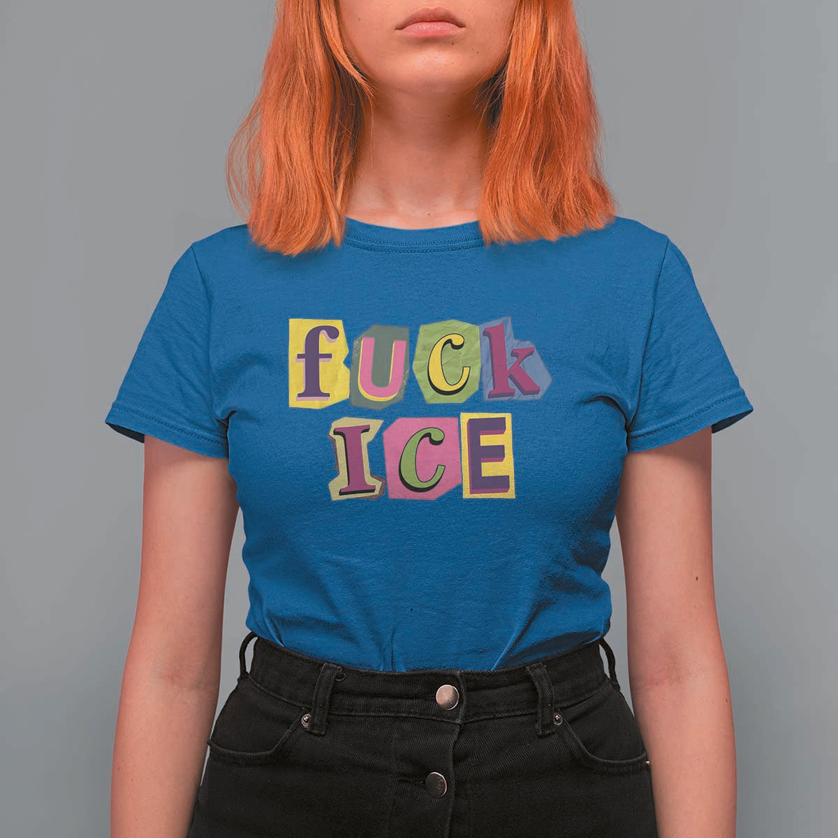 Fck Ice T Shirt For Women Immigration Activist Magazine Cutout Paper Graphic