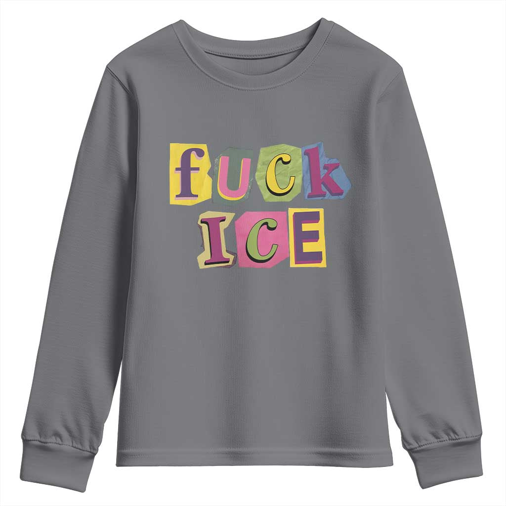 Fck Ice Youth Sweatshirt Immigration Activist Magazine Cutout Paper Graphic
