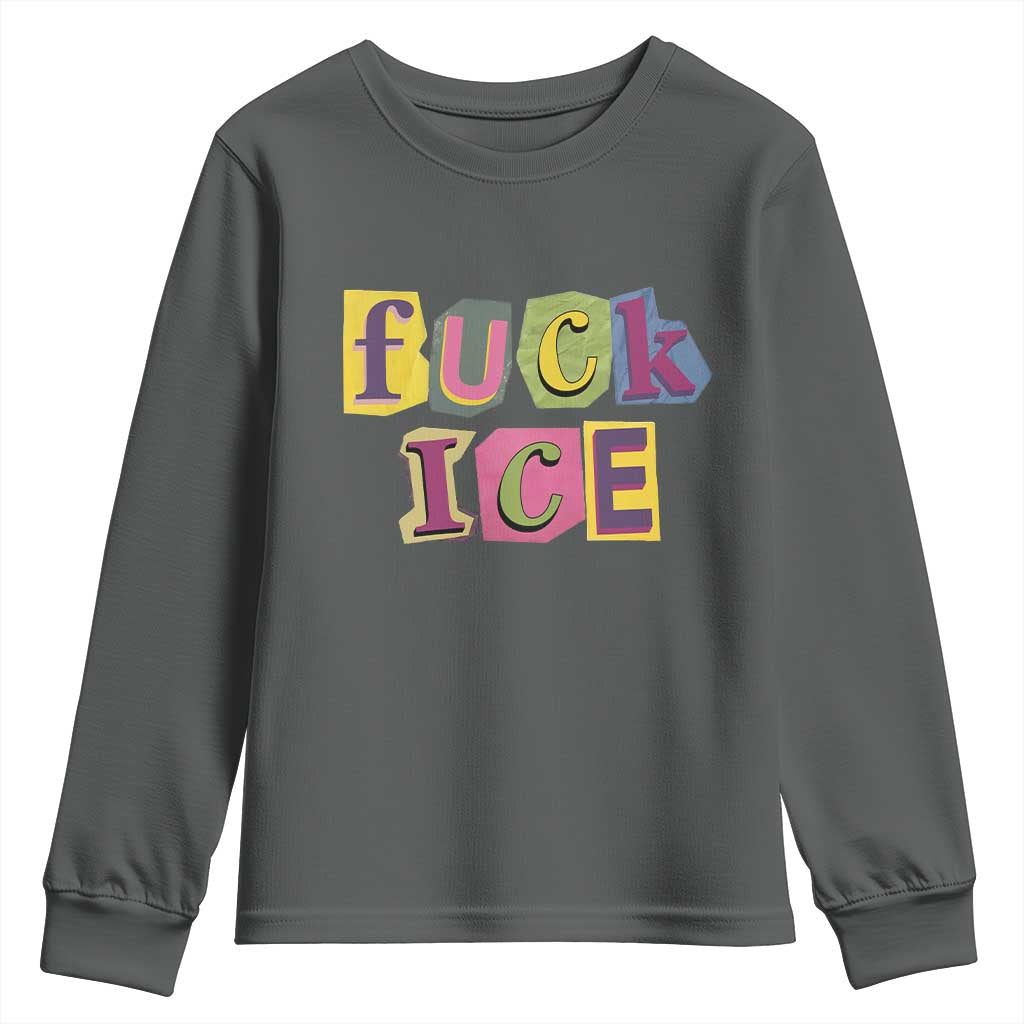 Fck Ice Youth Sweatshirt Immigration Activist Magazine Cutout Paper Graphic