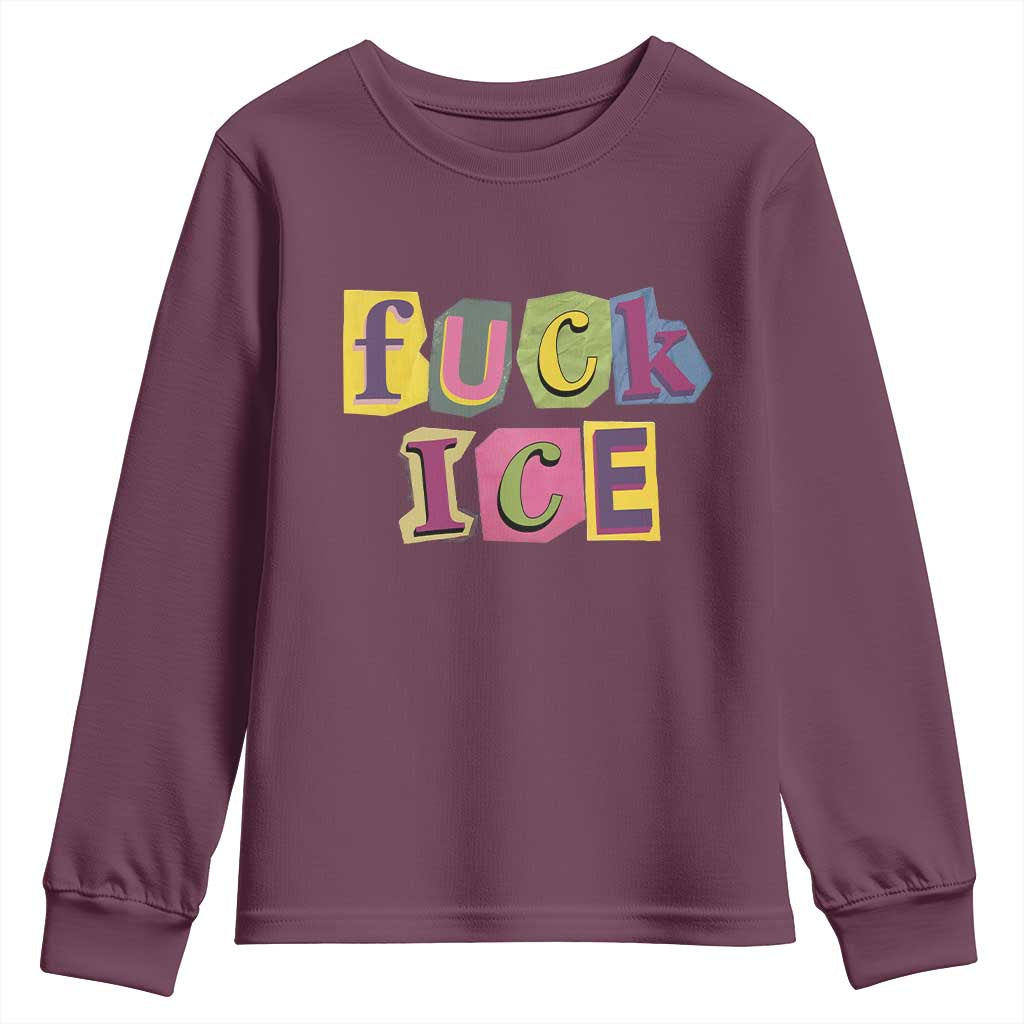 Fck Ice Youth Sweatshirt Immigration Activist Magazine Cutout Paper Graphic
