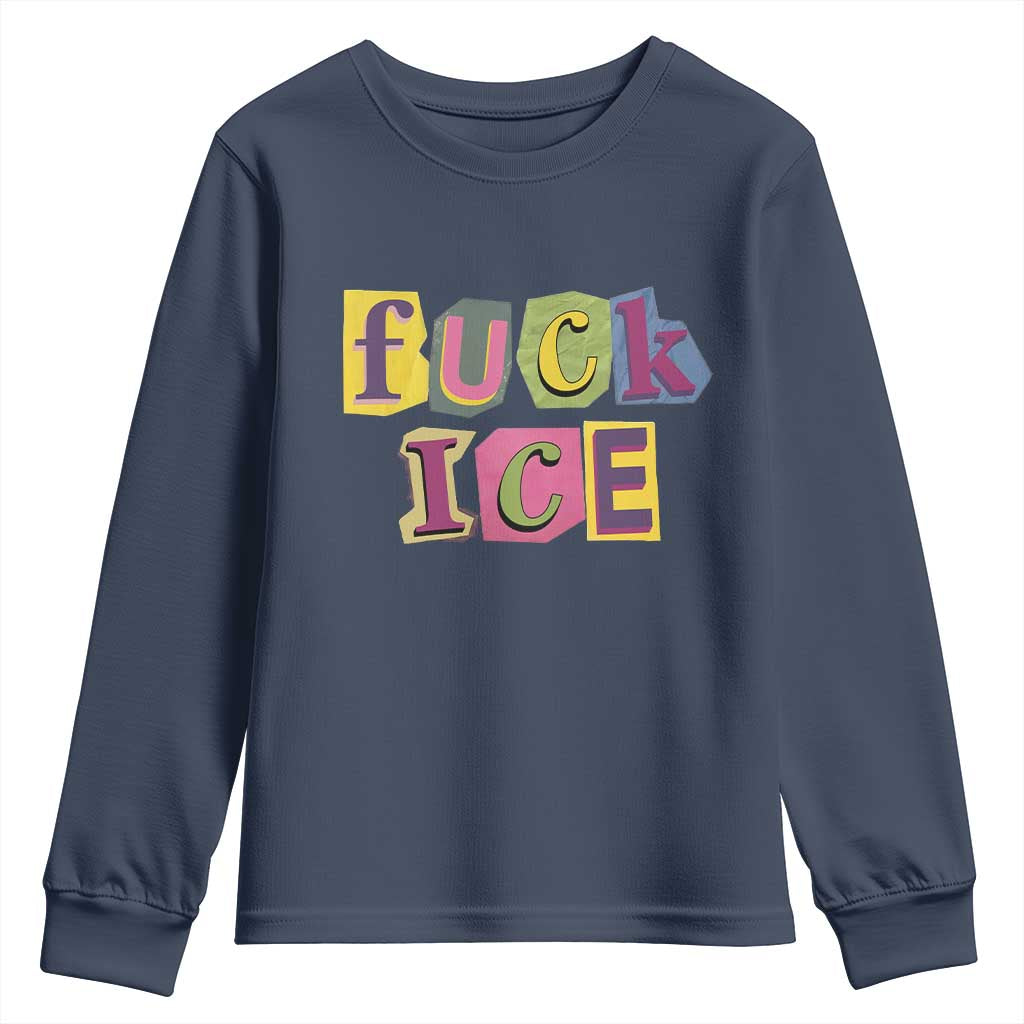 Fck Ice Youth Sweatshirt Immigration Activist Magazine Cutout Paper Graphic