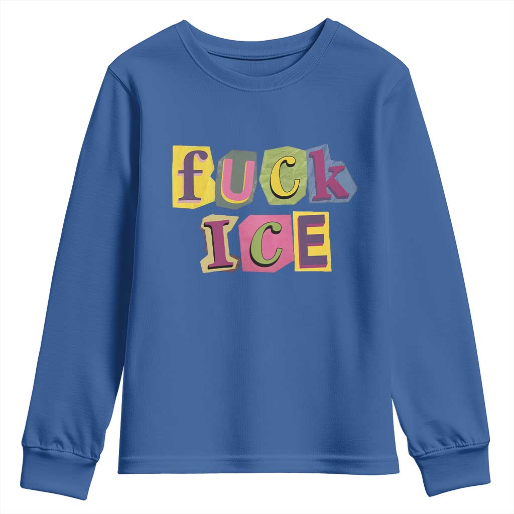 Fck Ice Youth Sweatshirt Immigration Activist Magazine Cutout Paper Graphic