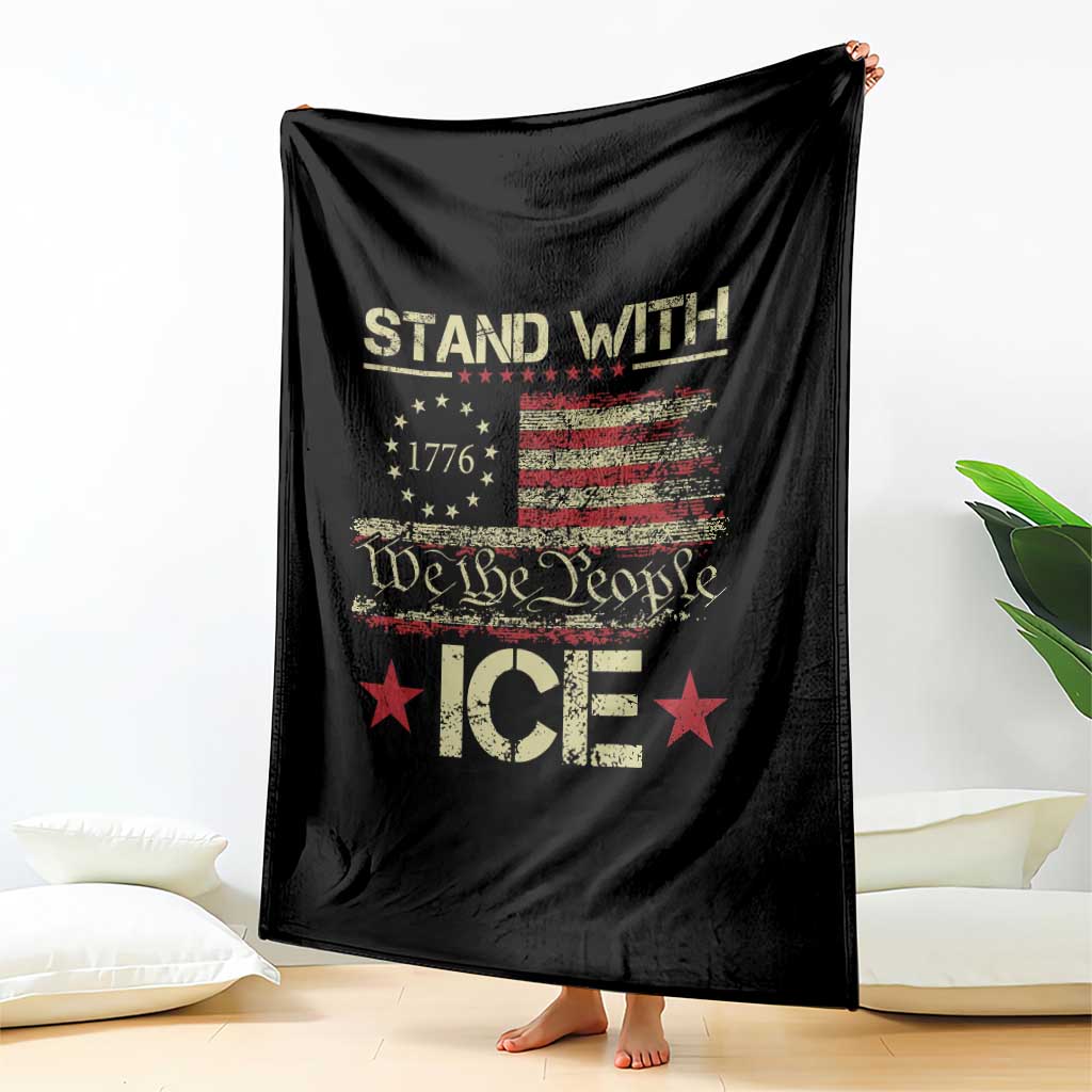 Stand With Ice Throw Blanket Immigration Officers American Flag Border Patrol