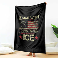 Stand With Ice Throw Blanket Immigration Officers American Flag Border Patrol