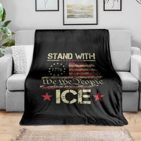 Stand With Ice Throw Blanket Immigration Officers American Flag Border Patrol