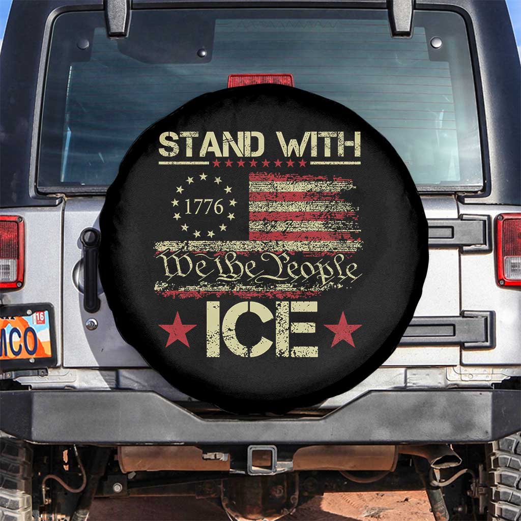 Stand With Ice Spare Tire Cover Immigration Officers American Flag Border Patrol