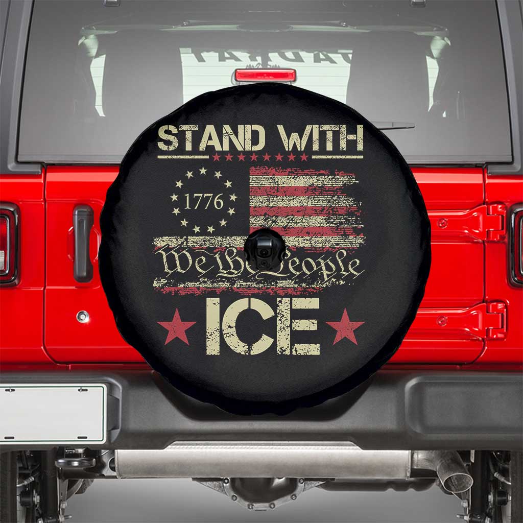 Stand With Ice Spare Tire Cover Immigration Officers American Flag Border Patrol