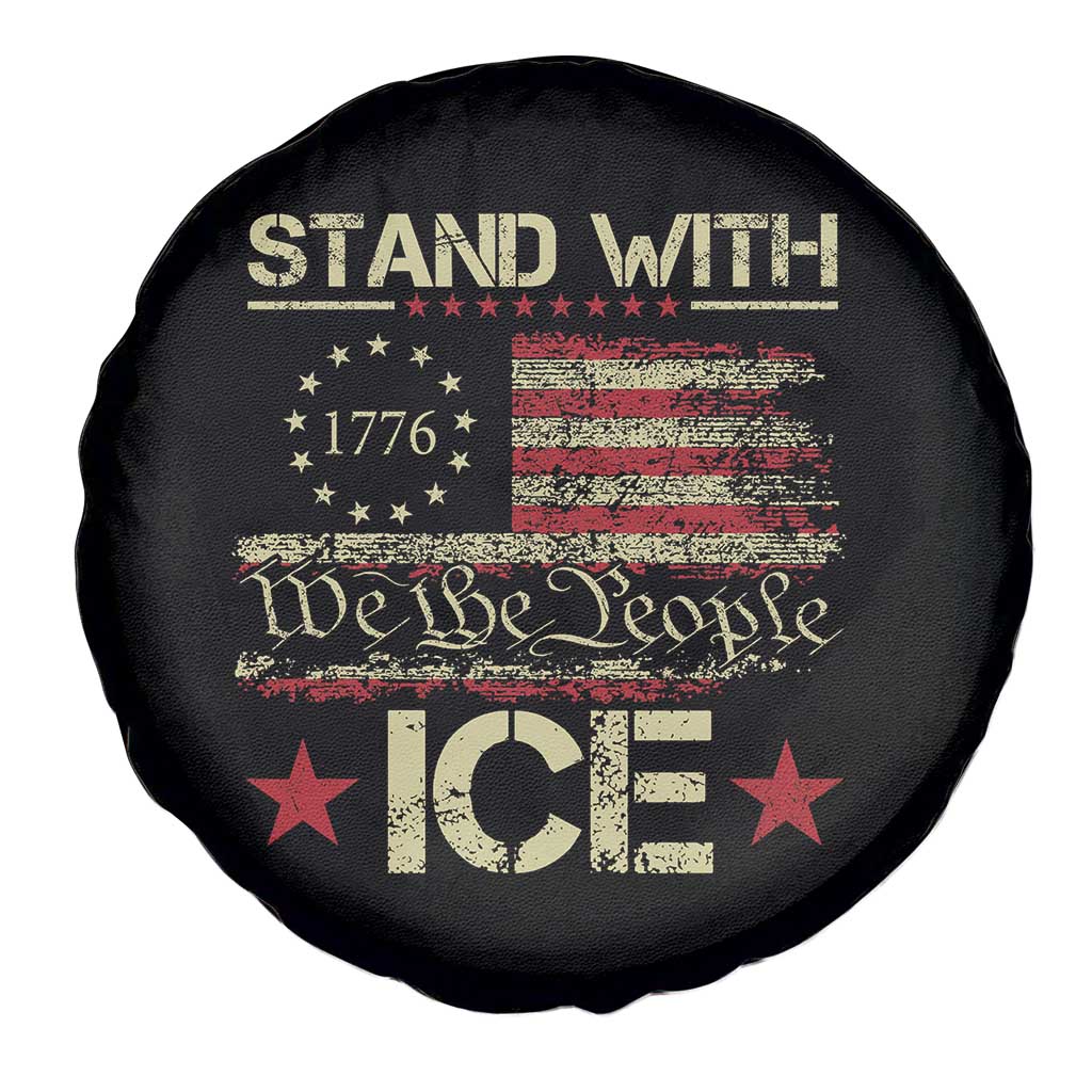 Stand With Ice Spare Tire Cover Immigration Officers American Flag Border Patrol
