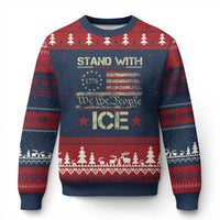Stand With Ice Ugly Christmas Sweater Immigration Officers American Flag Border Patrol