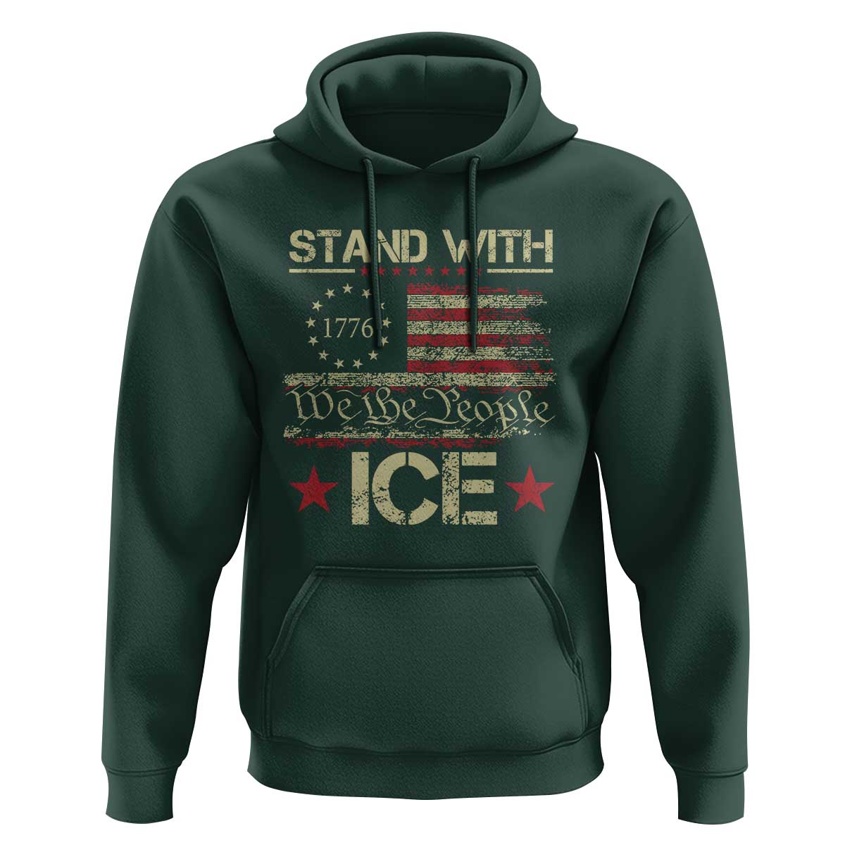 Stand With Ice Hoodie Immigration Officers American Flag Border Patrol