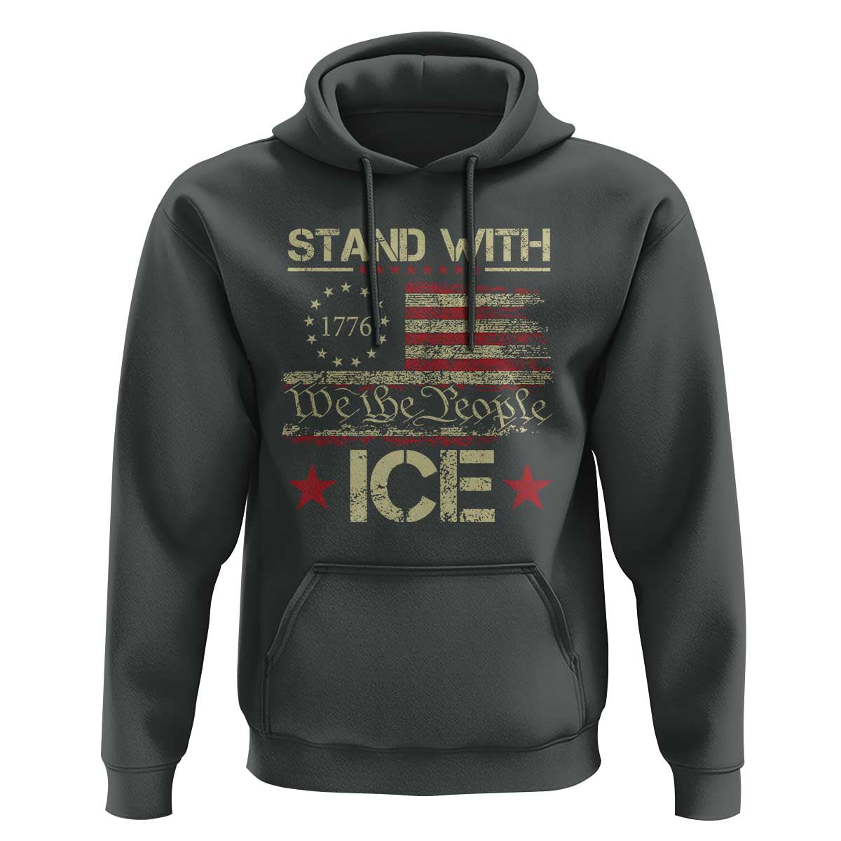 Stand With Ice Hoodie Immigration Officers American Flag Border Patrol