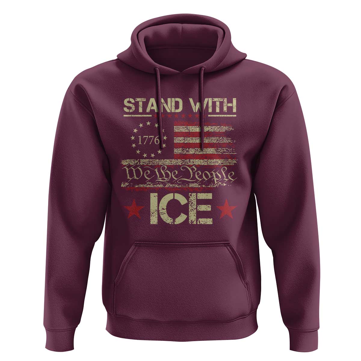 Stand With Ice Hoodie Immigration Officers American Flag Border Patrol
