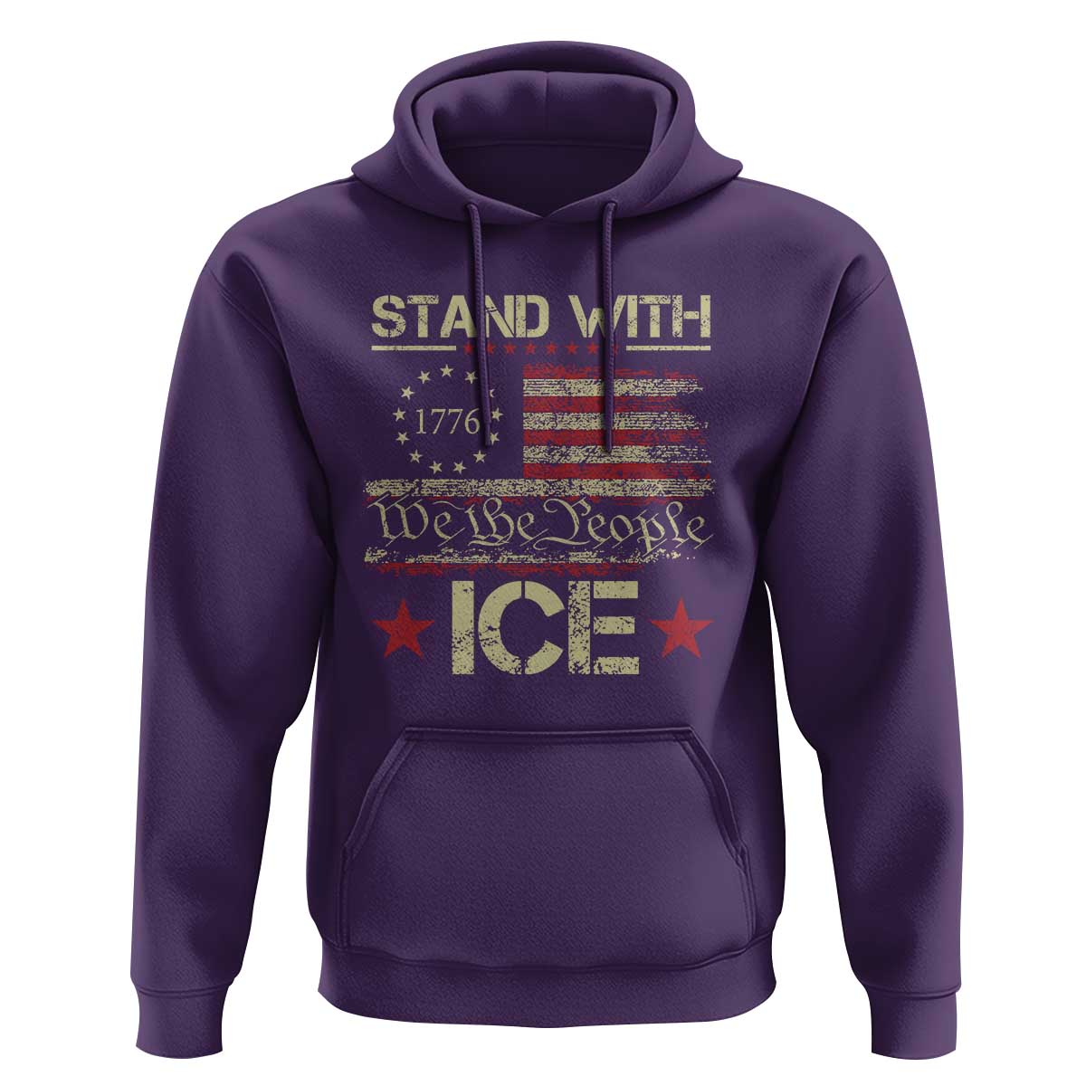 Stand With Ice Hoodie Immigration Officers American Flag Border Patrol