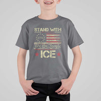 Stand With Ice T Shirt For Kid Immigration Officers American Flag Border Patrol