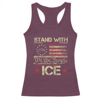 Stand With Ice Racerback Tank Top Immigration Officers American Flag Border Patrol