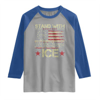 Stand With Ice Raglan Shirt Immigration Officers American Flag Border Patrol