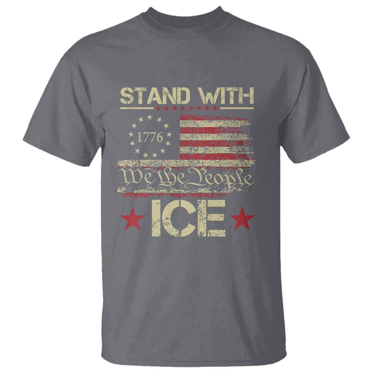 Stand With Ice T Shirt Immigration Officers American Flag Border Patrol