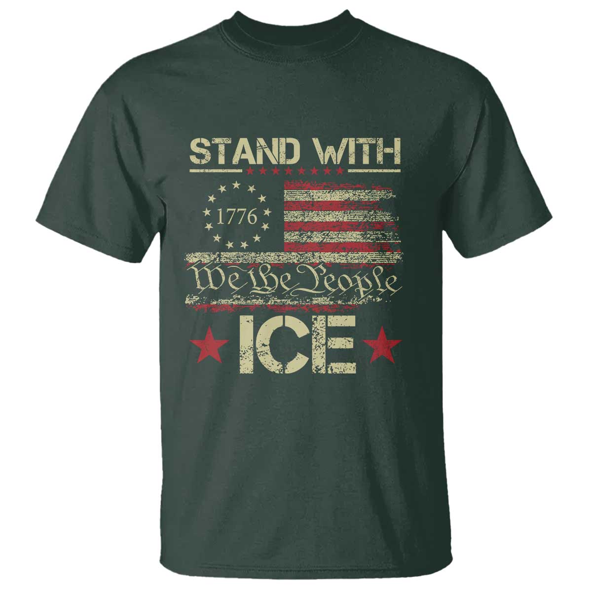 Stand With Ice T Shirt Immigration Officers American Flag Border Patrol