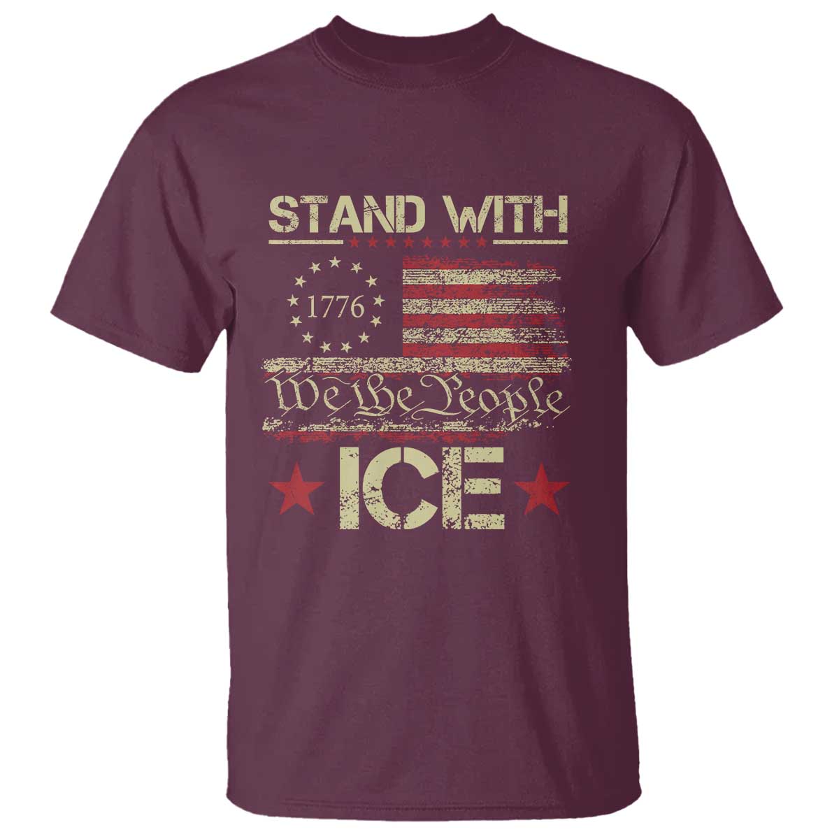Stand With Ice T Shirt Immigration Officers American Flag Border Patrol