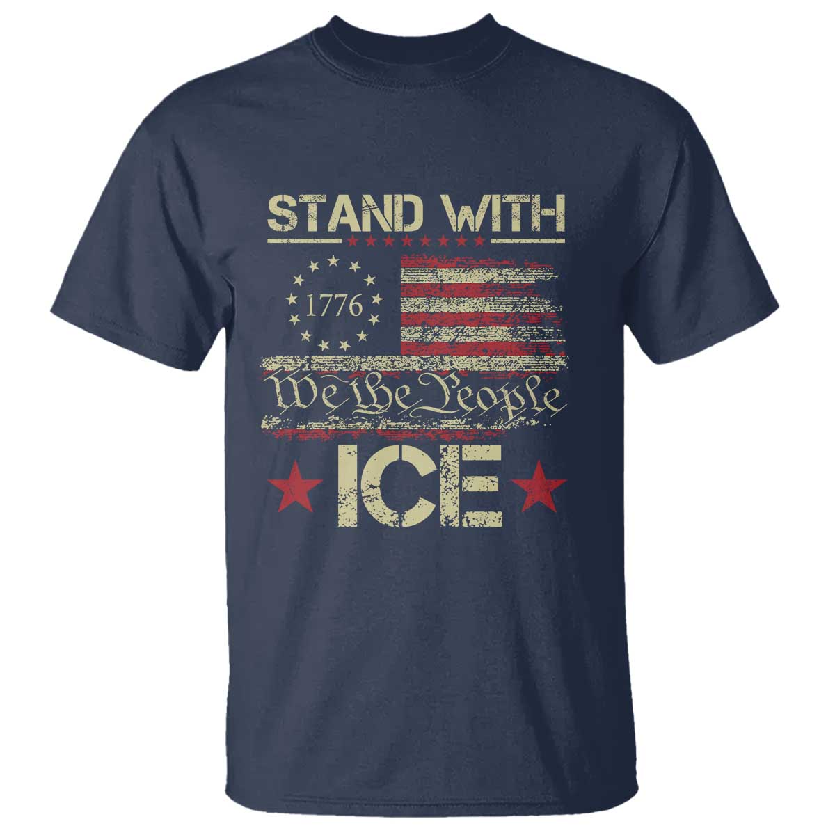 Stand With Ice T Shirt Immigration Officers American Flag Border Patrol