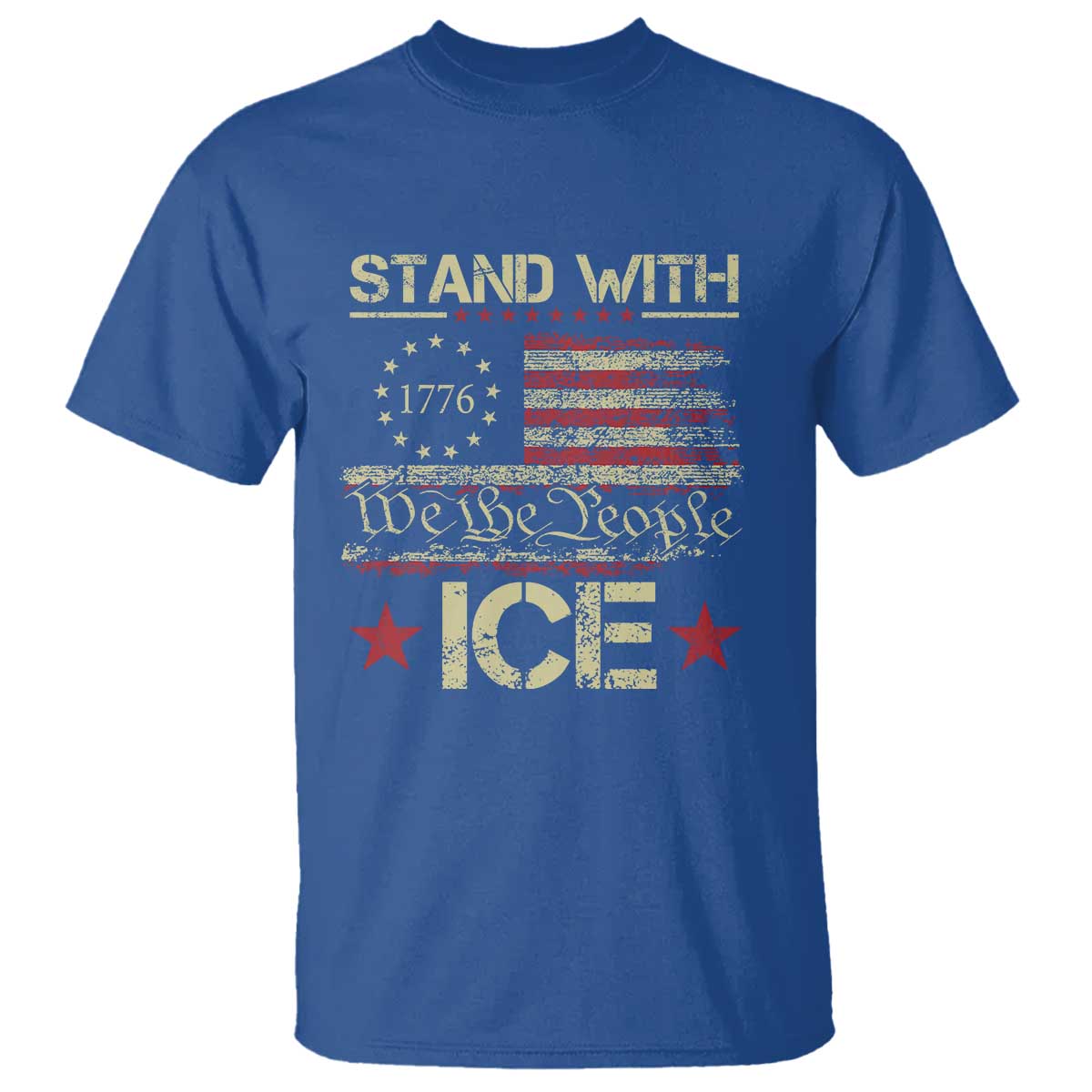 Stand With Ice T Shirt Immigration Officers American Flag Border Patrol