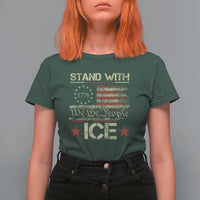 Stand With Ice T Shirt For Women Immigration Officers American Flag Border Patrol